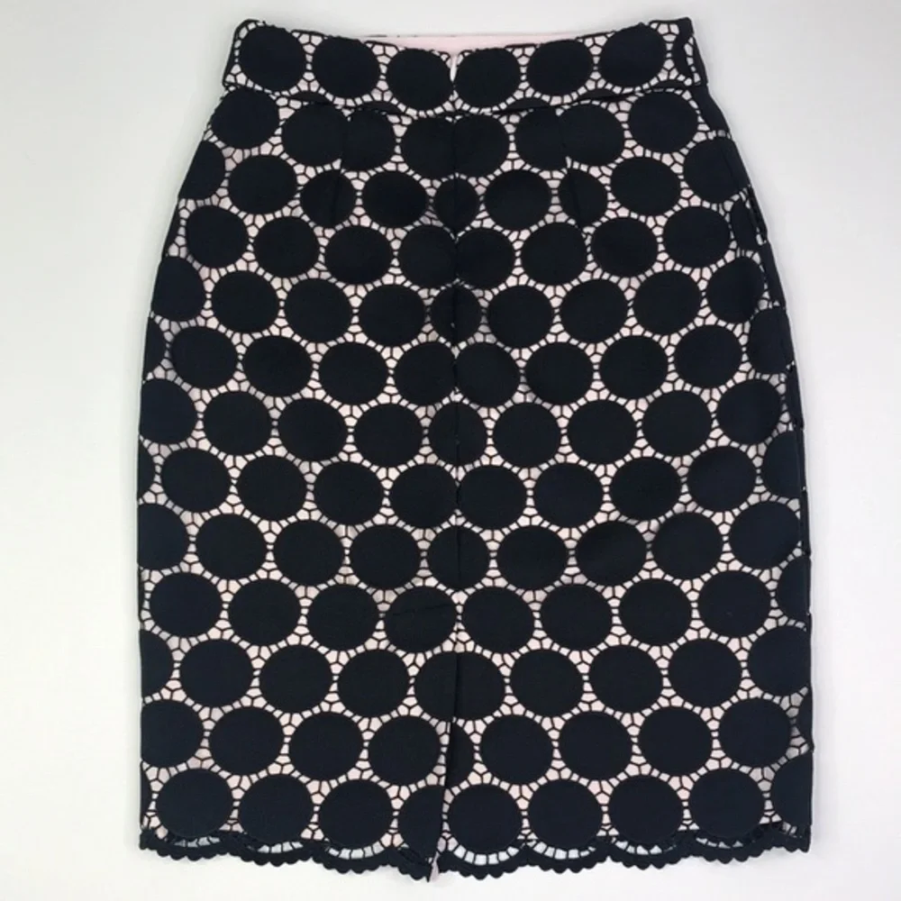 KATE SPADE Navy Pink Lace Pencil Skirt sz 0 - Picture 3 of 10